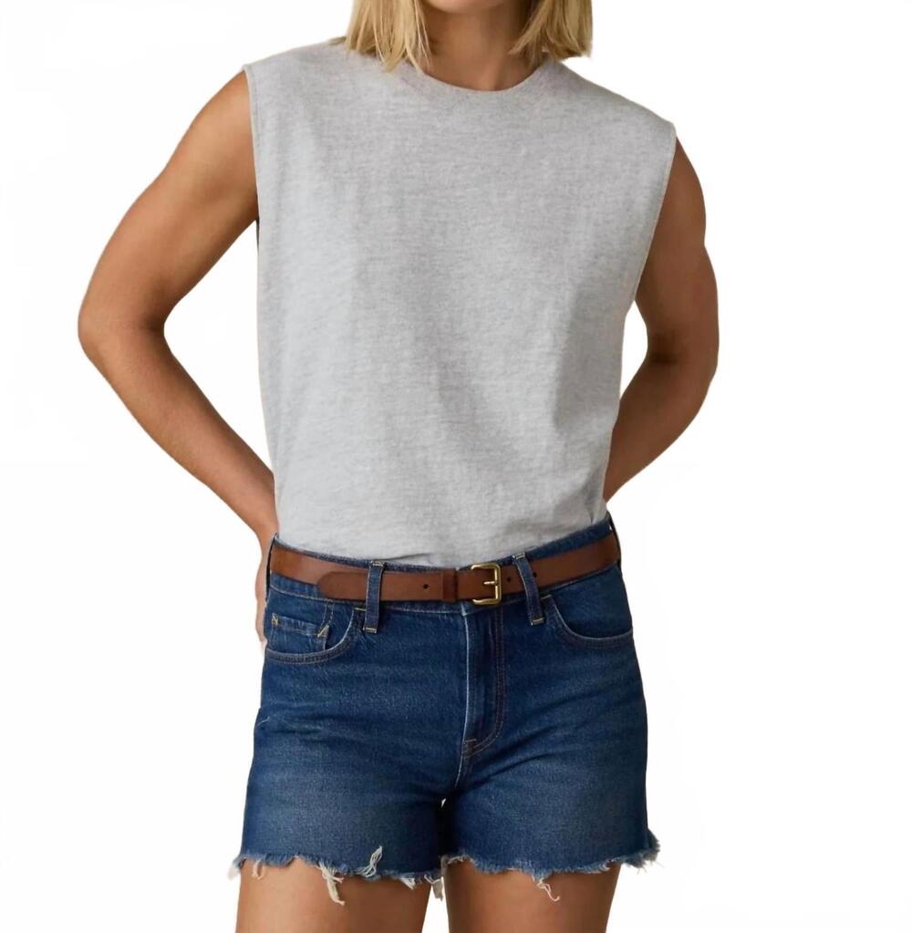 NEW FAHERTY sunwashed slub muscle tank top in light grey heather